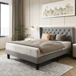 Hilbert+Upholstered+Low+Profile+Platform+Bed+Frame+with+Headboard
